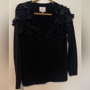 Chic Cinq a’ Sept Black V-Neck Sweater Size Small
